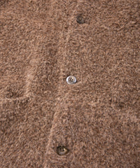 アルパカ ナイロン ドビー シャギー加工 ミドルカーディガン - BROWN