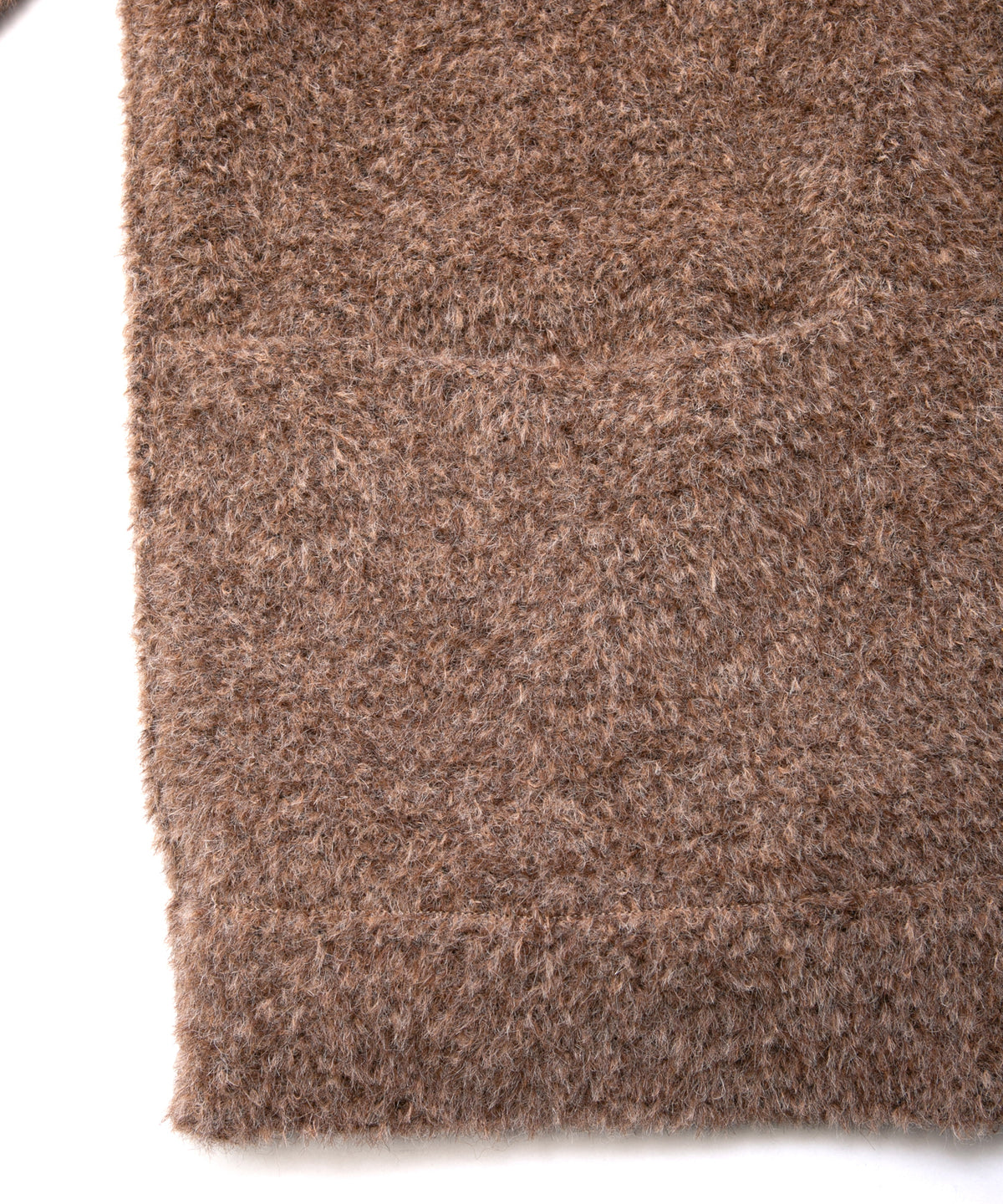 アルパカ ナイロン ドビー シャギー加工 ミドルカーディガン - BROWN