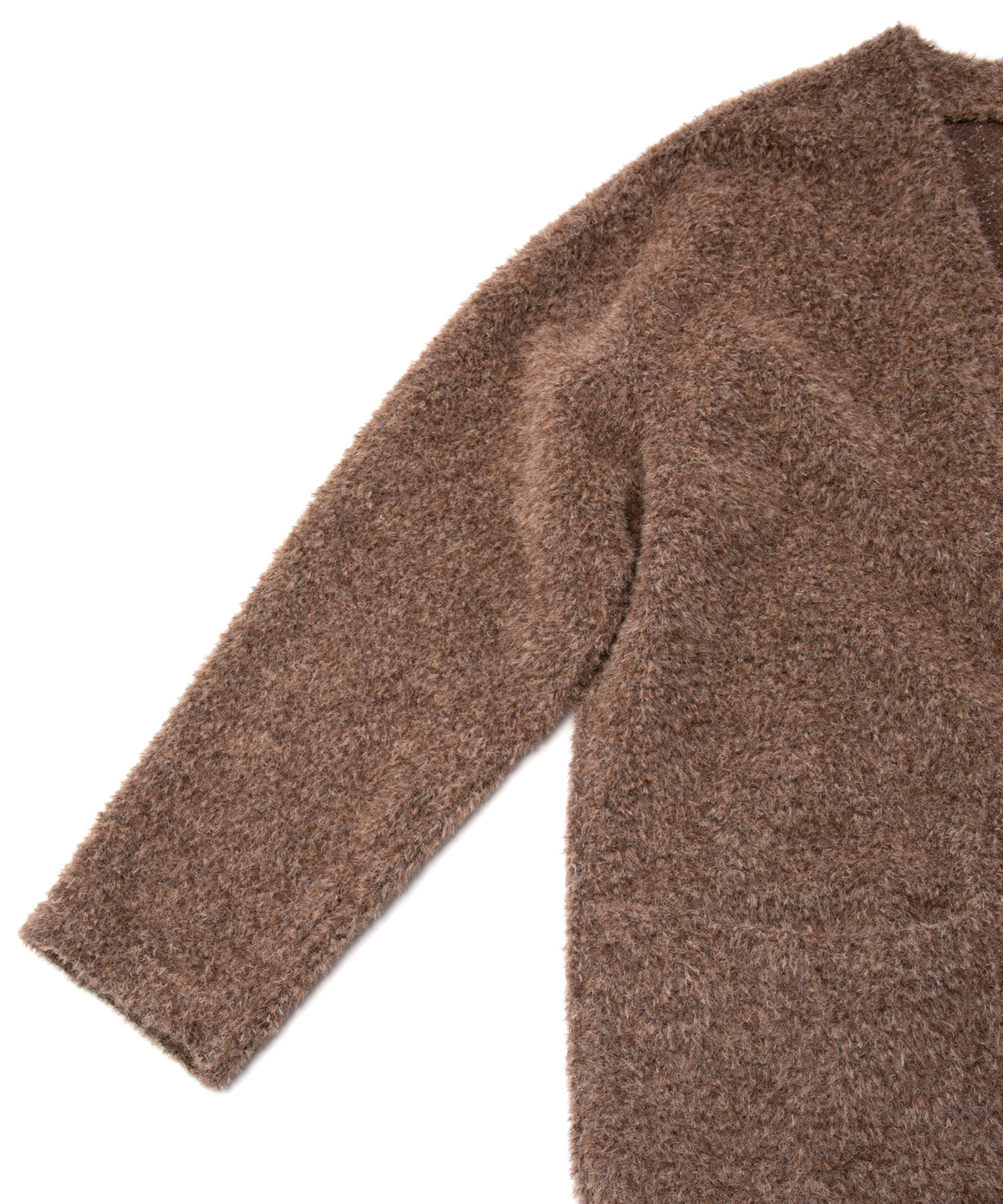 アルパカ ナイロン ドビー シャギー加工 ミドルカーディガン - BROWN