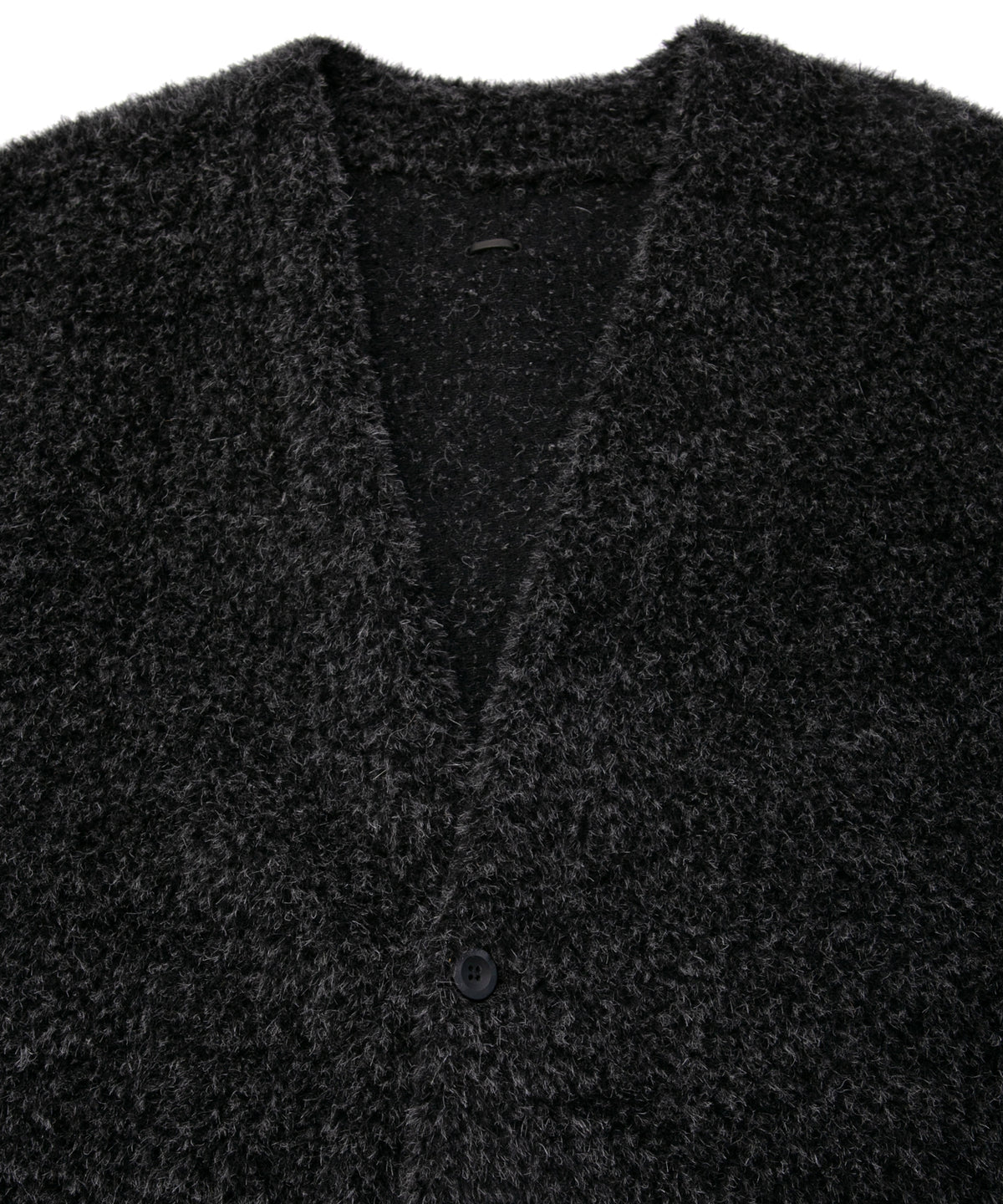アルパカ ナイロン ドビー シャギー加工 ミドルカーディガン - BLACK