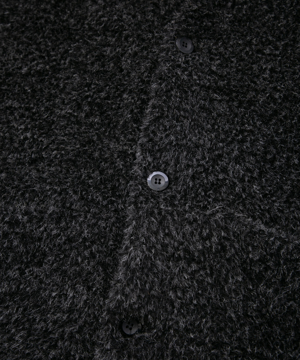 アルパカ ナイロン ドビー シャギー加工 ミドルカーディガン - BLACK