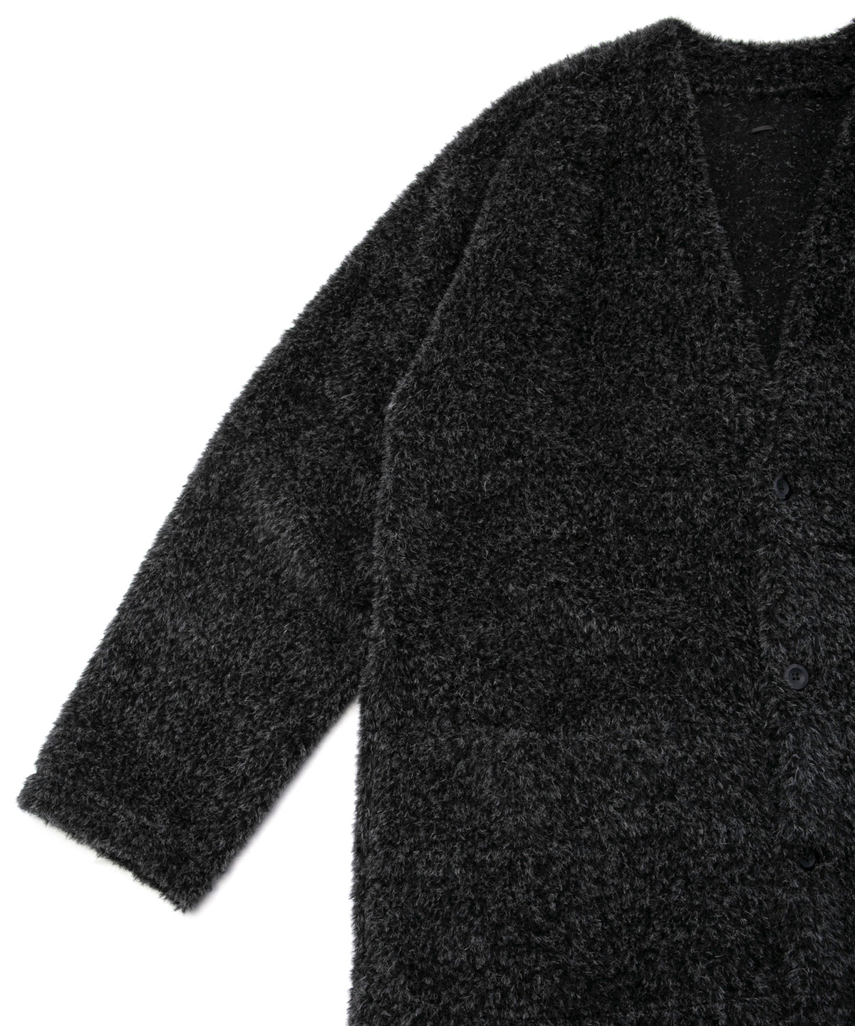 アルパカ ナイロン ドビー シャギー加工 ミドルカーディガン - BLACK