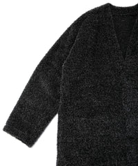 アルパカ ナイロン ドビー シャギー加工 ミドルカーディガン - BLACK