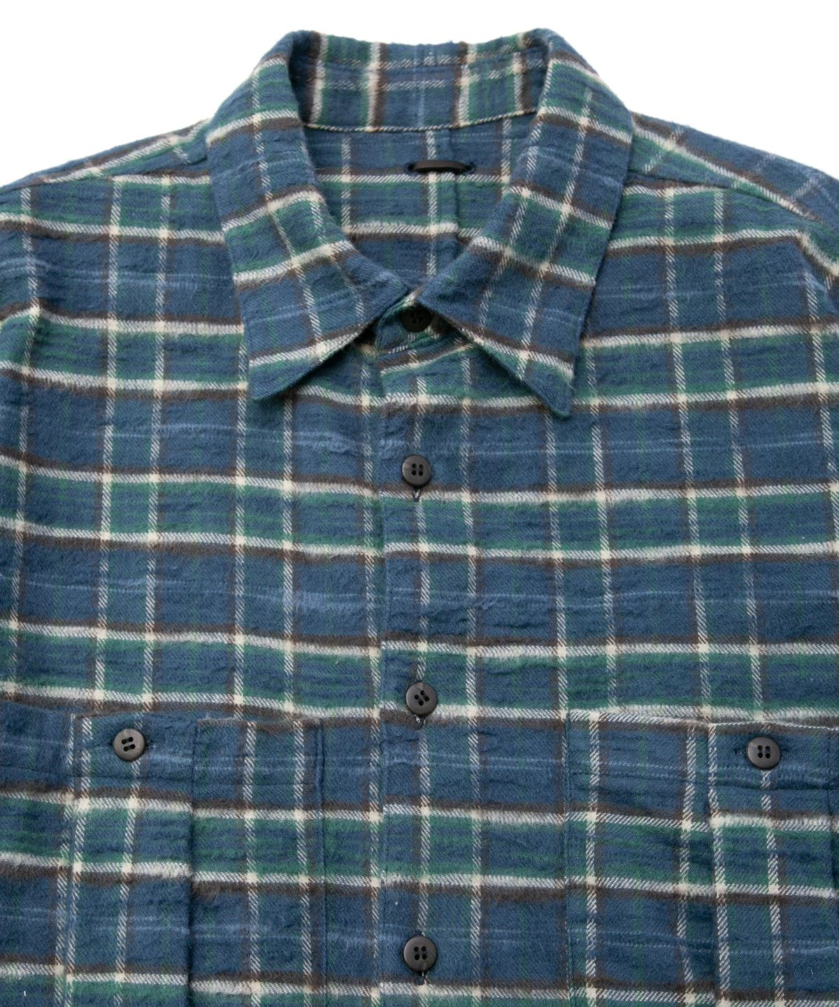 Vintage Brushed Check Twill Shirts - BLUE