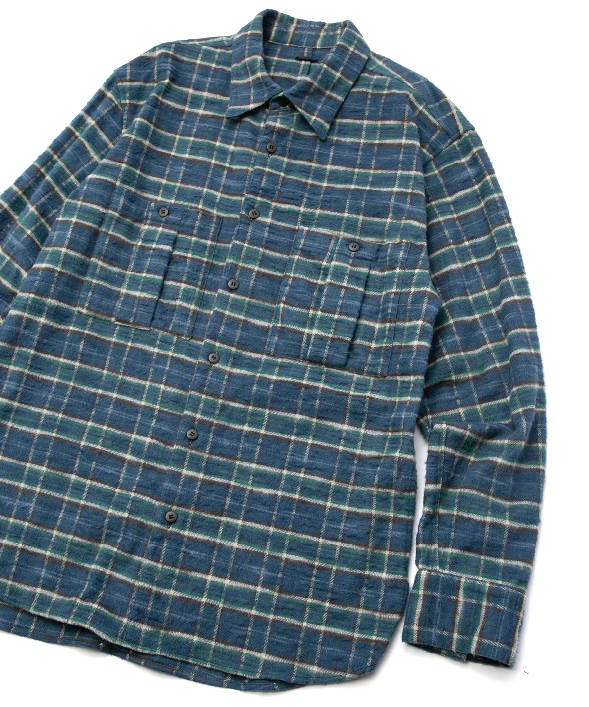 Vintage Brushed Check Twill Shirts - BLUE