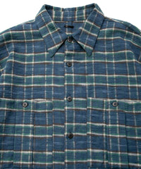 Printed Vintage Brushed Check Twill Shirts - BLUE