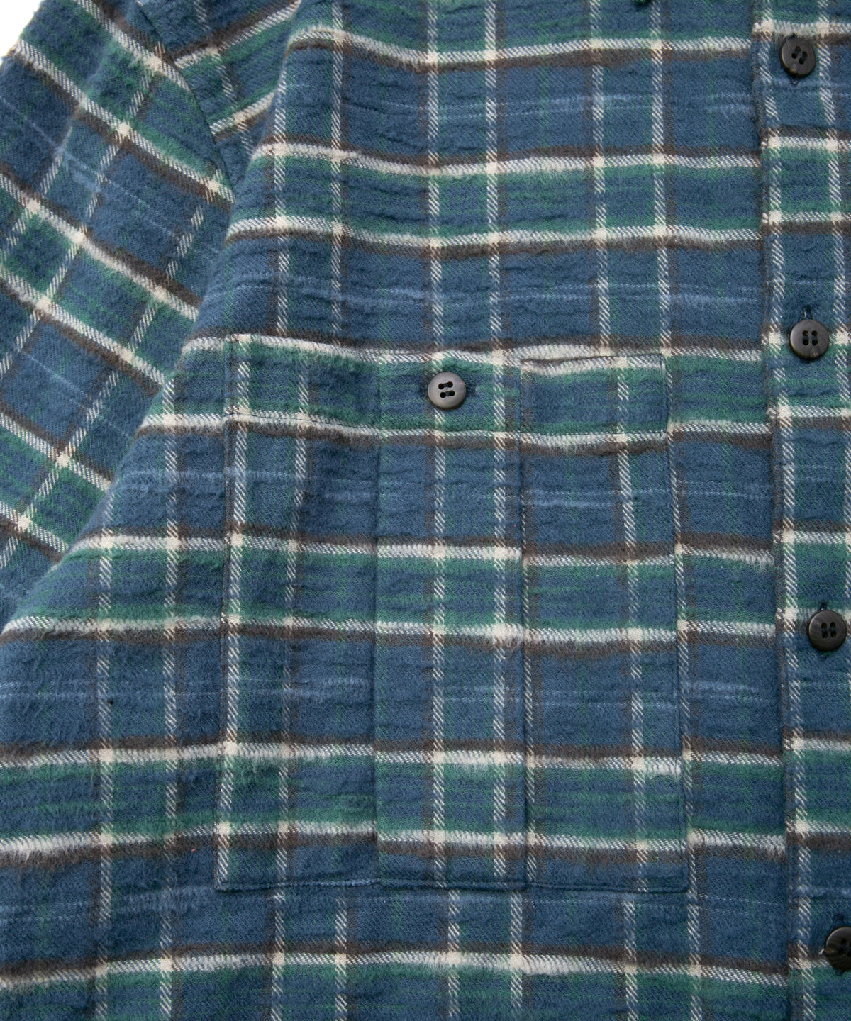 Printed Vintage Brushed Check Twill Shirts - BLUE