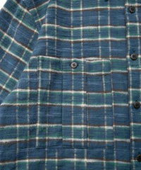 Printed Vintage Brushed Check Twill Shirts - BLUE