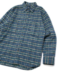 Printed Vintage Brushed Check Twill Shirts - BLUE