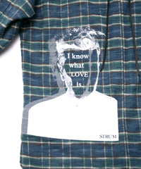 Printed Vintage Brushed Check Twill Shirts - BLUE