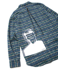 Printed Vintage Brushed Check Twill Shirts - BLUE