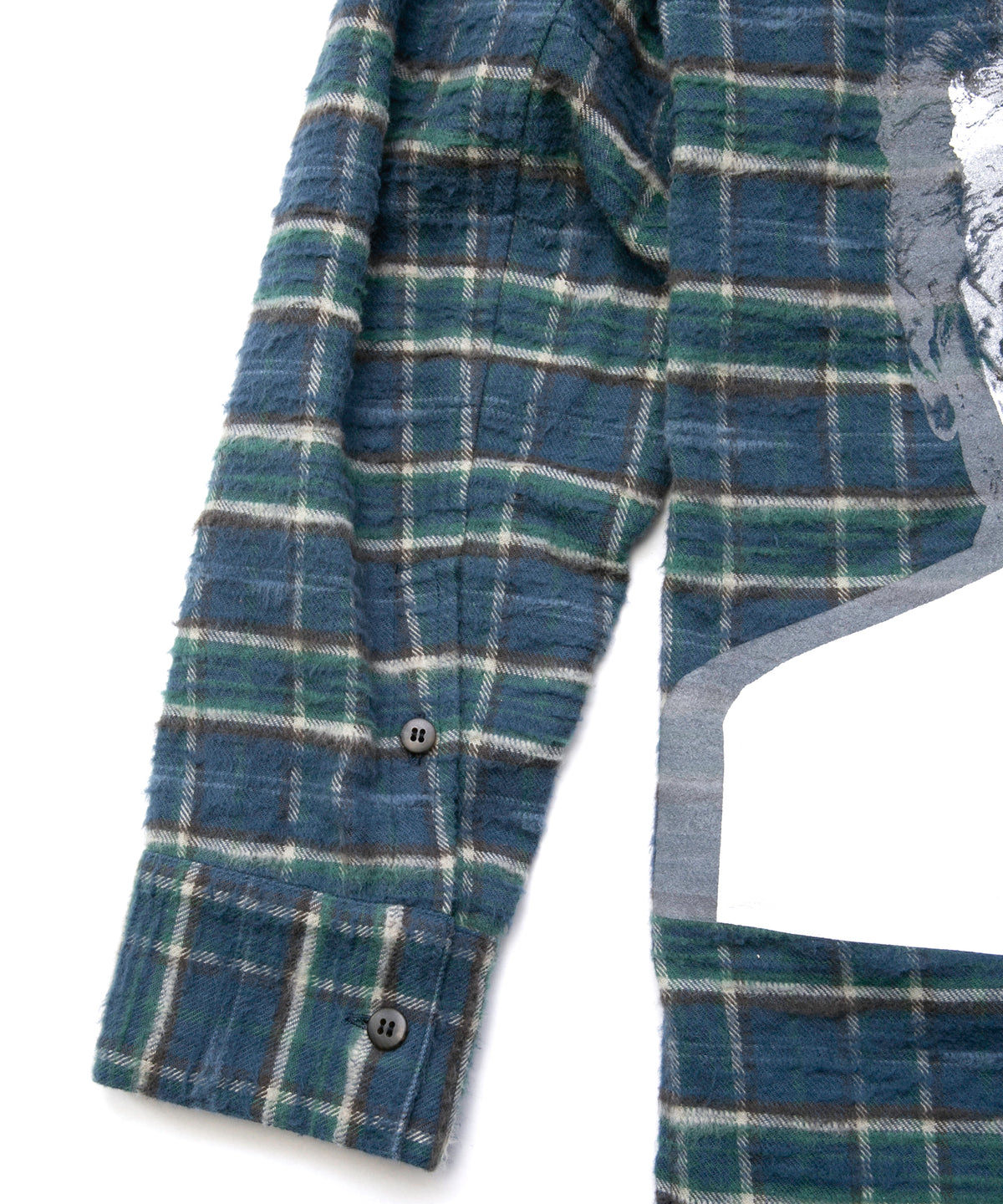 Printed Vintage Brushed Check Twill Shirts - BLUE