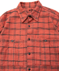 Printed Vintage Brushed Check Twill Shirts - RED