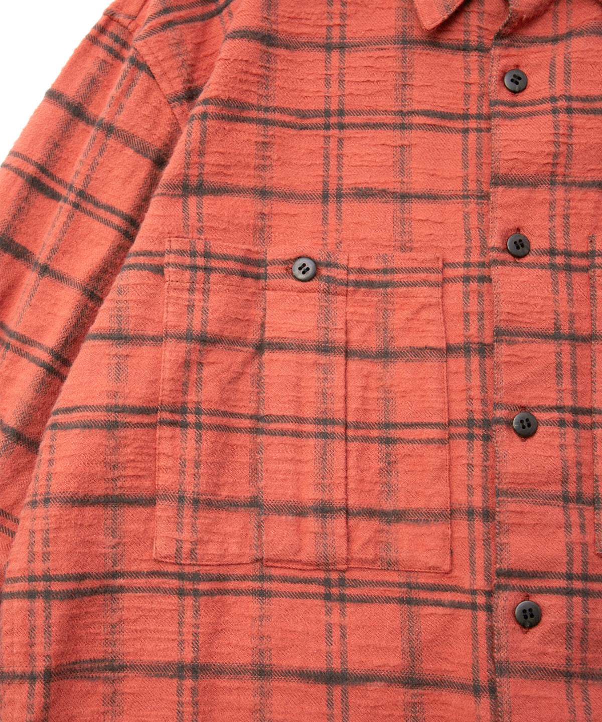 Printed Vintage Brushed Check Twill Shirts - RED