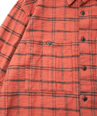 Printed Vintage Brushed Check Twill Shirts - RED