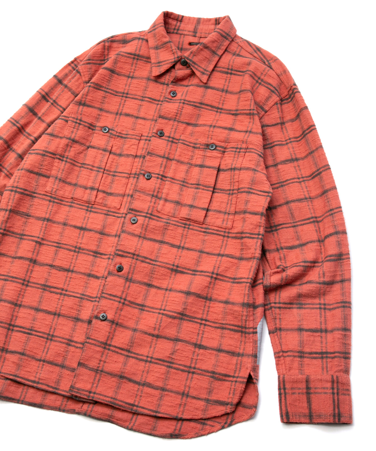 Printed Vintage Brushed Check Twill Shirts - RED