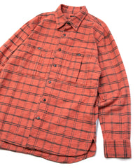 Printed Vintage Brushed Check Twill Shirts - RED