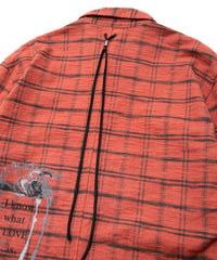 Printed Vintage Brushed Check Twill Shirts - RED