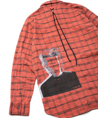 Printed Vintage Brushed Check Twill Shirts - RED