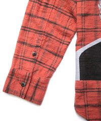 Printed Vintage Brushed Check Twill Shirts - RED