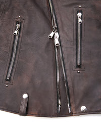 白鞣し × ベジタブルタンニン鞣し カーフ スキン Burning dyed - 燃焼製品染め HI-FLYER ダブルライダースジャケット - IRON RUST