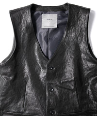 Pit Vegetable Full Tanned Shrunken Horsehide ROVER Tailored Vest - BLACK