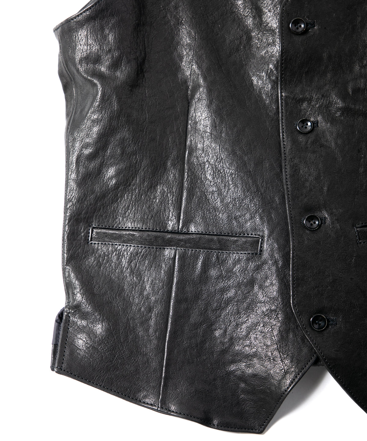 Pit Vegetable Full Tanned Shrunken Horsehide ROVER Tailored Vest - BLACK
