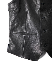 Pit Vegetable Full Tanned Shrunken Horsehide ROVER Tailored Vest - BLACK