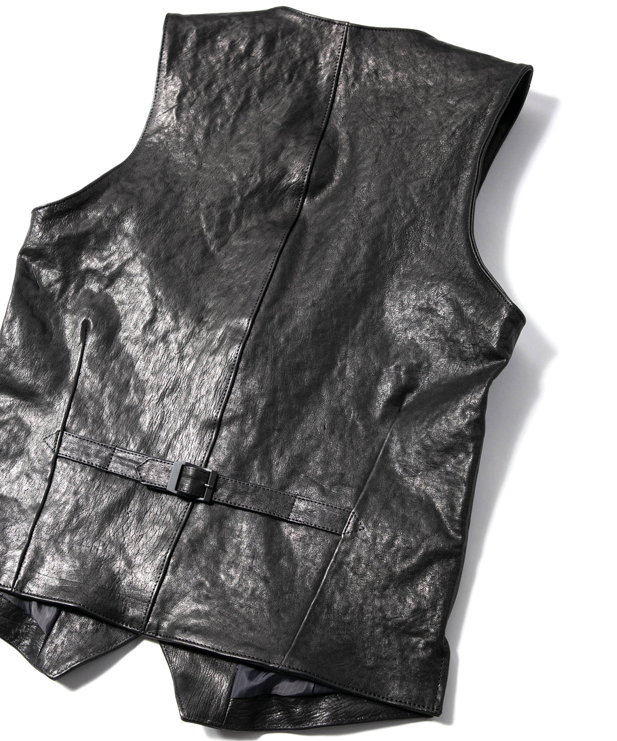 Pit Vegetable Full Tanned Shrunken Horsehide ROVER Tailored Vest - BLACK