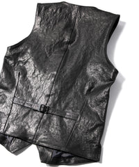 Pit Vegetable Full Tanned Shrunken Horsehide ROVER Tailored Vest - BLACK