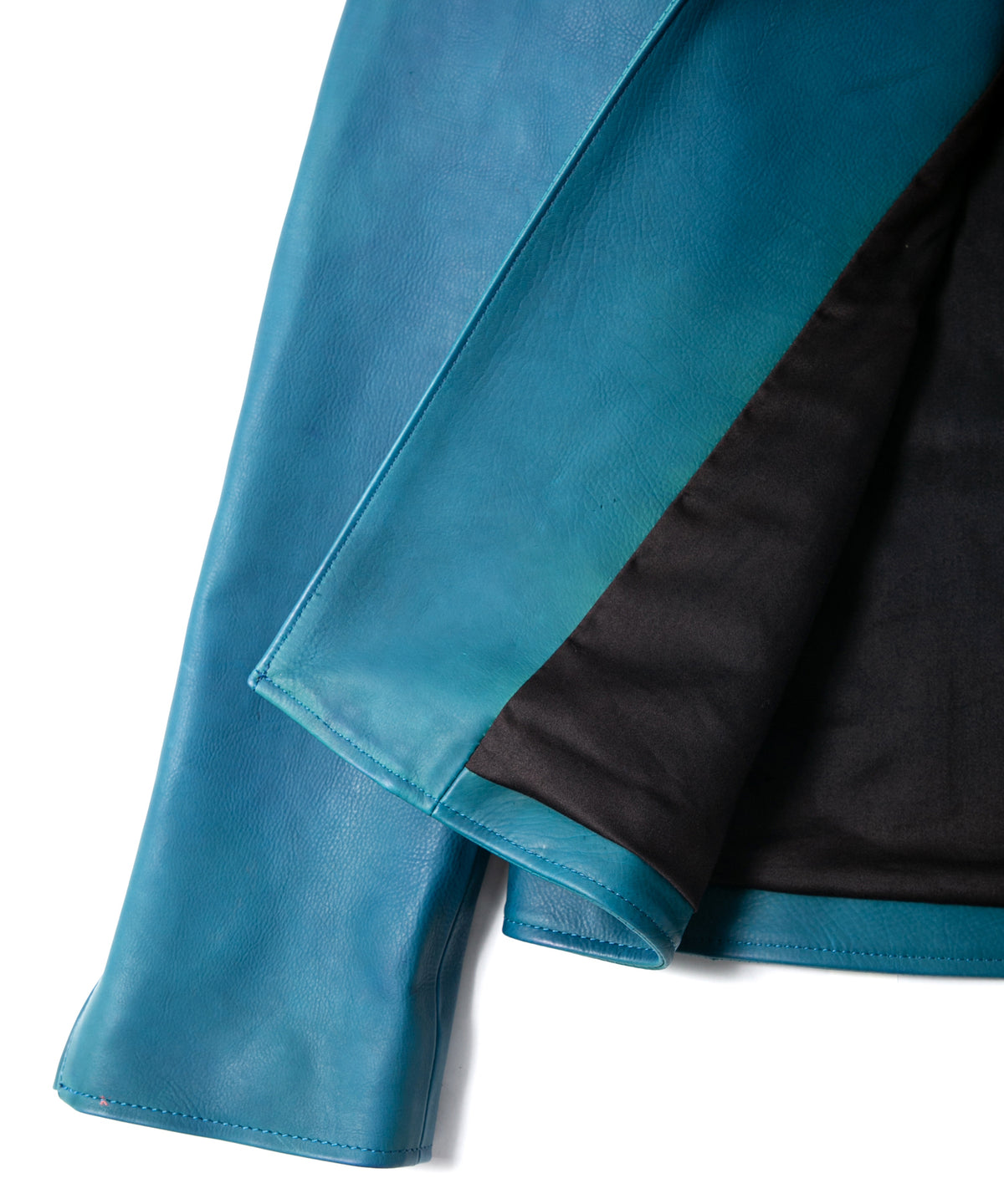 ハイブリッド タンニン鞣し カーフスキン 燃焼製品染め Burning Dyed  TRIGGER ダブルライダースジャケット- TOURMALINE BLUE