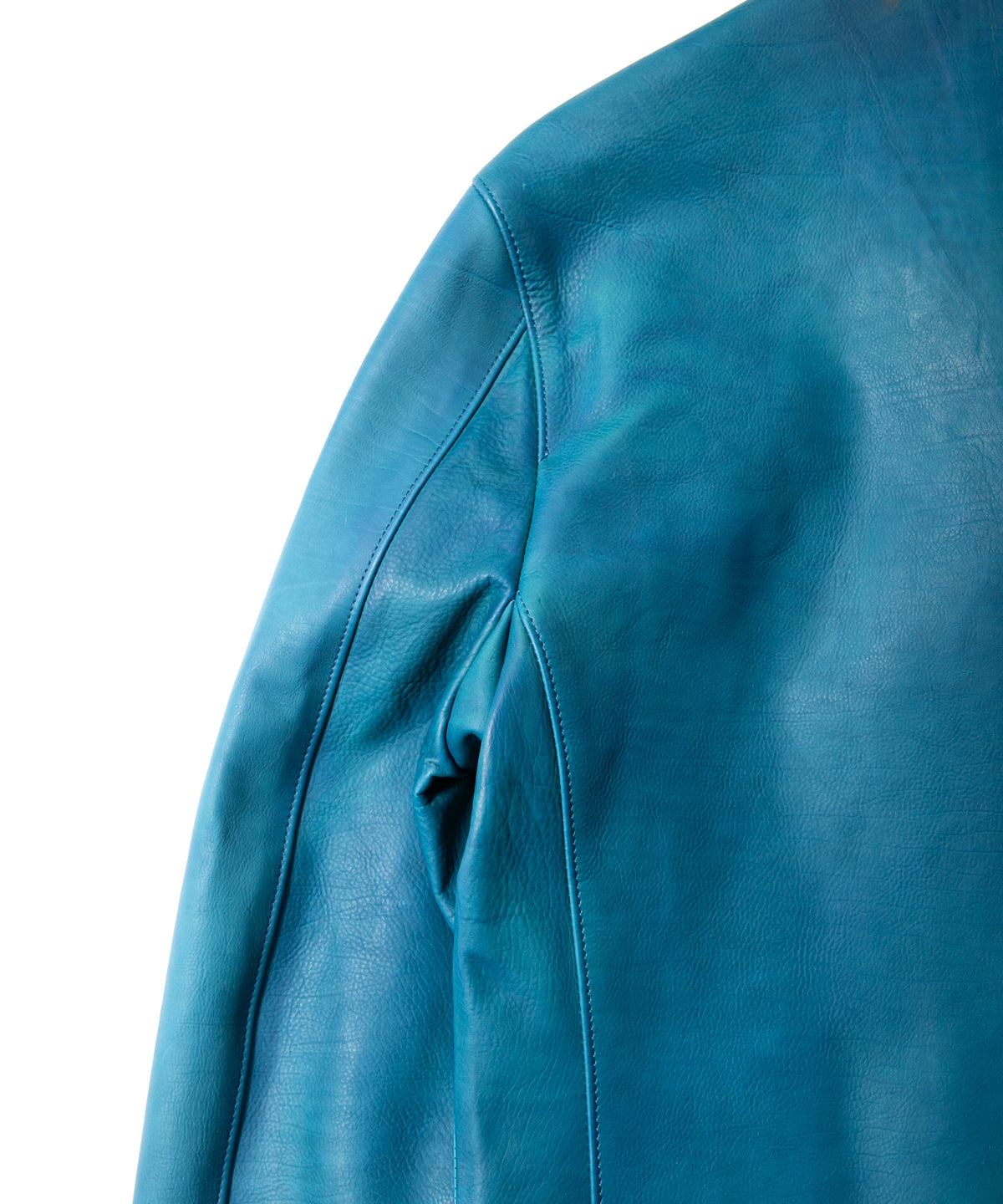 ハイブリッド タンニン鞣し カーフスキン 燃焼製品染め Burning Dyed  TRIGGER ダブルライダースジャケット- TOURMALINE BLUE