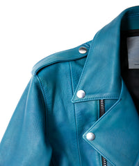 Hybrid Vegetable Tanned Calfskin Garment Burning Dyed ROM Double Riders - TOURMALINE BLUE