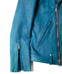 Hybrid Vegetable Tanned Calfskin Garment Burning Dyed ROM Double Riders - TOURMALINE BLUE