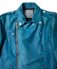 Hybrid Vegetable Tanned Calfskin Garment Burning Dyed ROM Double Riders - TOURMALINE BLUE