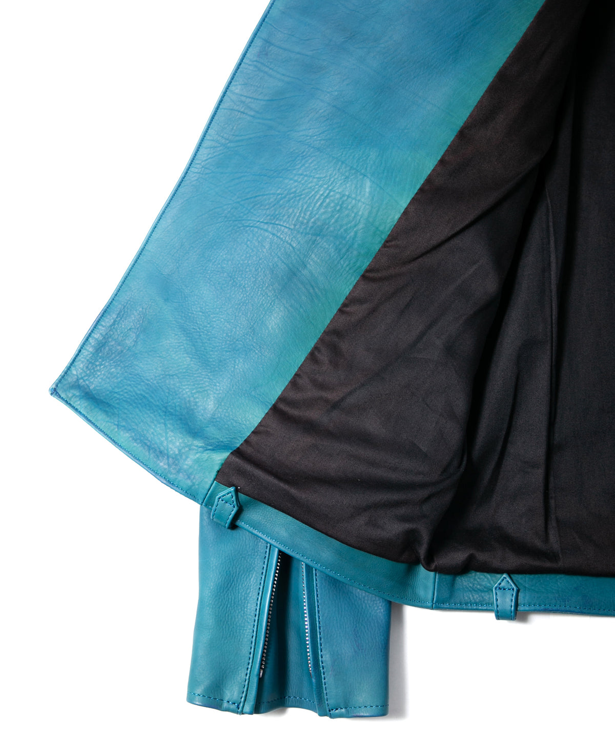 Hybrid Vegetable Tanned Calfskin Garment Burning Dyed ROM Double Riders - TOURMALINE BLUE