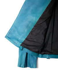 Hybrid Vegetable Tanned Calfskin Garment Burning Dyed ROM Double Riders - TOURMALINE BLUE