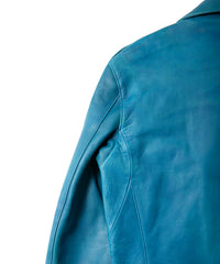 Hybrid Vegetable Tanned Calfskin Garment Burning Dyed ROM Double Riders - TOURMALINE BLUE