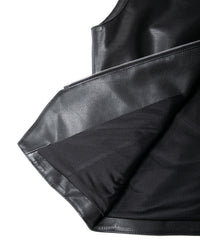 Hole-Punched Oil Calfskin BENNY Zipup Vest - BLACK