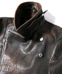 フルベジタブルタンニン鞣し ダブルショルダー 燃焼製品染め Burning Dyed  HI-FLYER ダブルライダースジャケット- NIGHTFALL NAVY