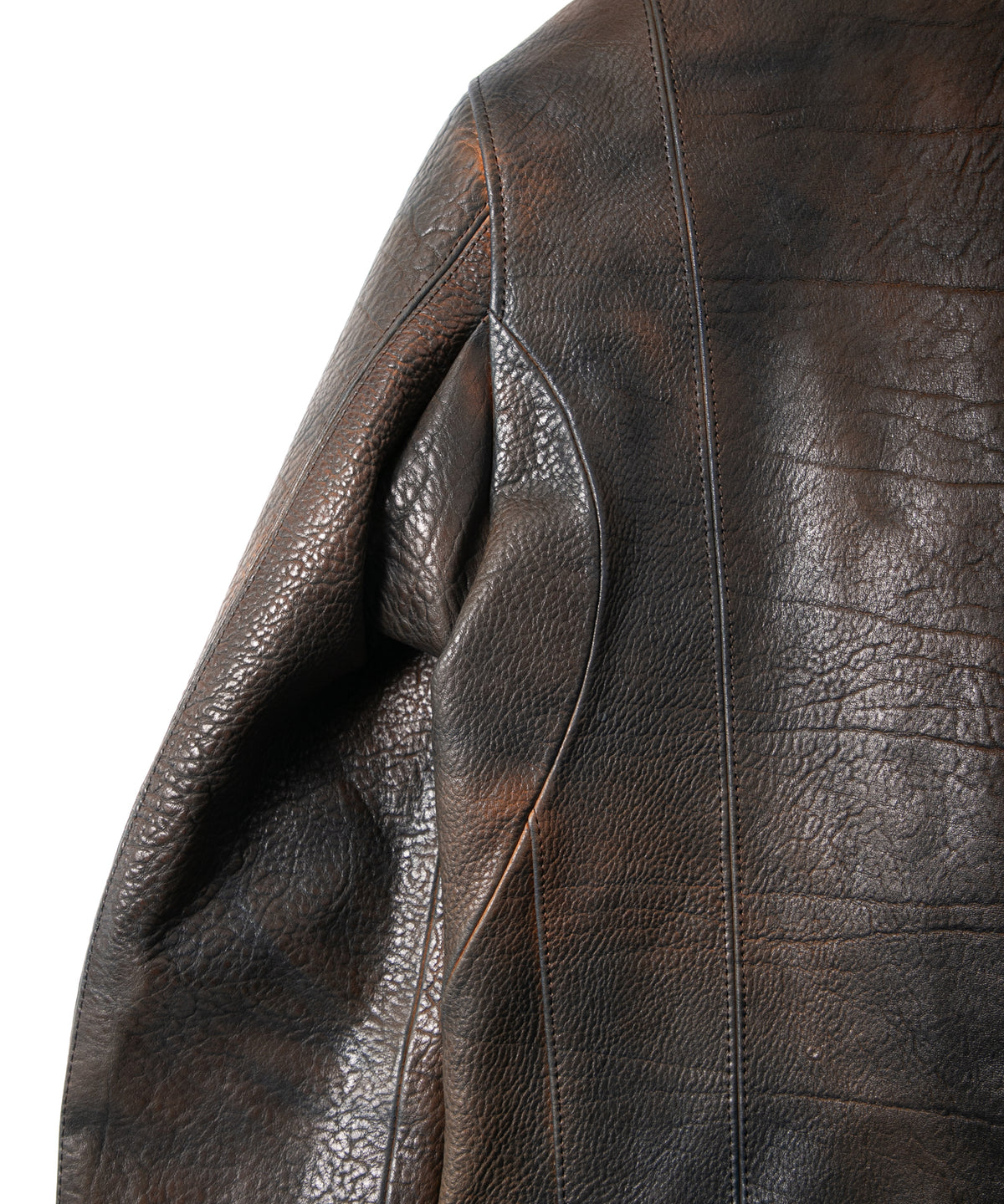 フルベジタブルタンニン鞣し イタリアン シュリンク ダブルショルダー 燃焼製品染め Burning Dyed  HI-FLYER Grande Fit ダブルライダースジャケット - NIGHTFALL NAVY