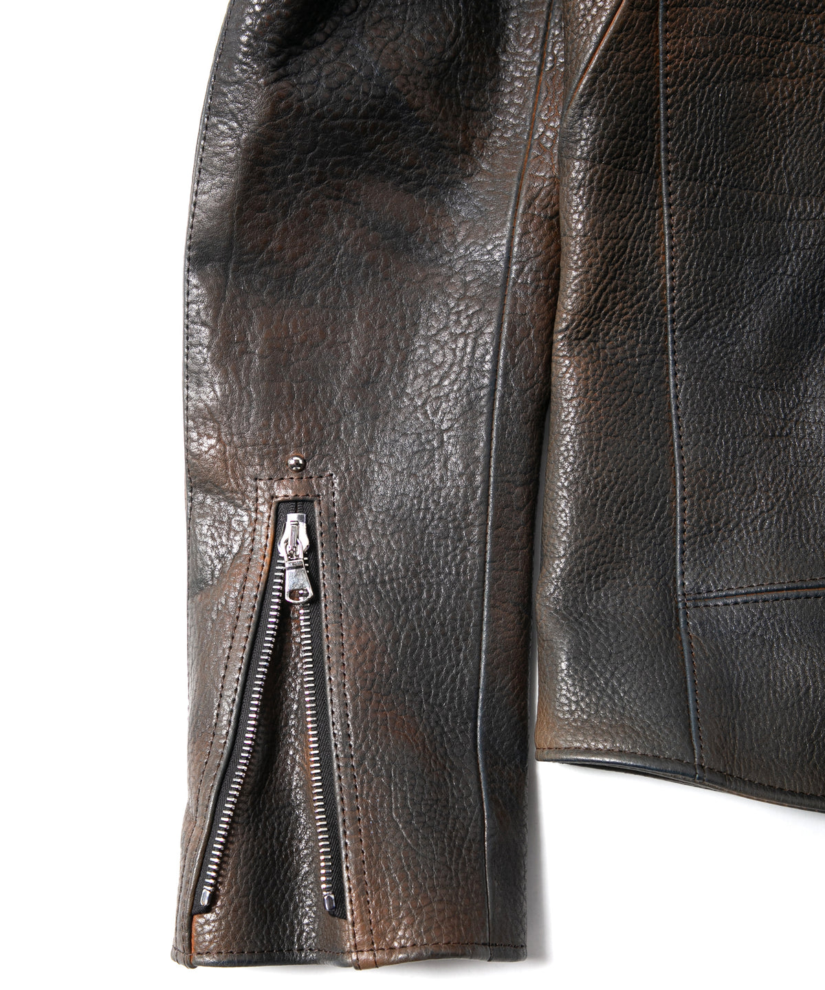 フルベジタブルタンニン鞣し イタリアン シュリンク ダブルショルダー 燃焼製品染め Burning Dyed  HI-FLYER Grande Fit ダブルライダースジャケット - NIGHTFALL NAVY