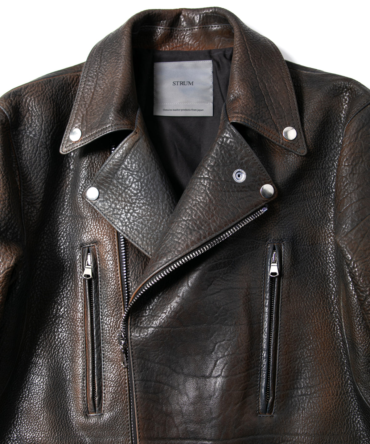 Full Vegetable Tanned Italian Double Shoulder Steer Hide Garment Burning Dyed LIST Double Riders - NIGHTFALL NAVY