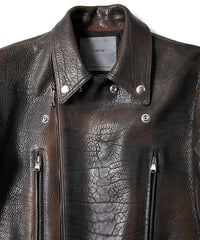 Full Vegetable Tanned Italian Double Shoulder Steer Hide Garment Burning Dyed LIST Double Riders - NIGHTFALL NAVY
