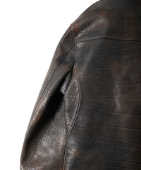 Full Vegetable Tanned Italian Double Shoulder Steer Hide Garment Burning Dyed LIST Double Riders - NIGHTFALL NAVY