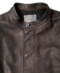 ハイブリッド タンニン鞣し カーフスキン 燃焼製品染め Burning Dyed  RUMBLE フィッシュテールコート - MILITARY BLACK