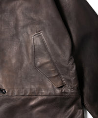 ハイブリッド タンニン鞣し カーフスキン 燃焼製品染め Burning Dyed  RUMBLE フィッシュテールコート - MILITARY BLACK