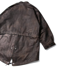 ハイブリッド タンニン鞣し カーフスキン 燃焼製品染め Burning Dyed  RUMBLE フィッシュテールコート - MILITARY BLACK