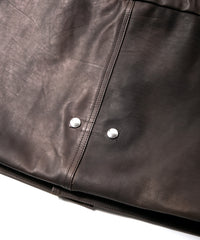 ハイブリッド タンニン鞣し カーフスキン 燃焼製品染め Burning Dyed  RUMBLE フィッシュテールコート - MILITARY BLACK