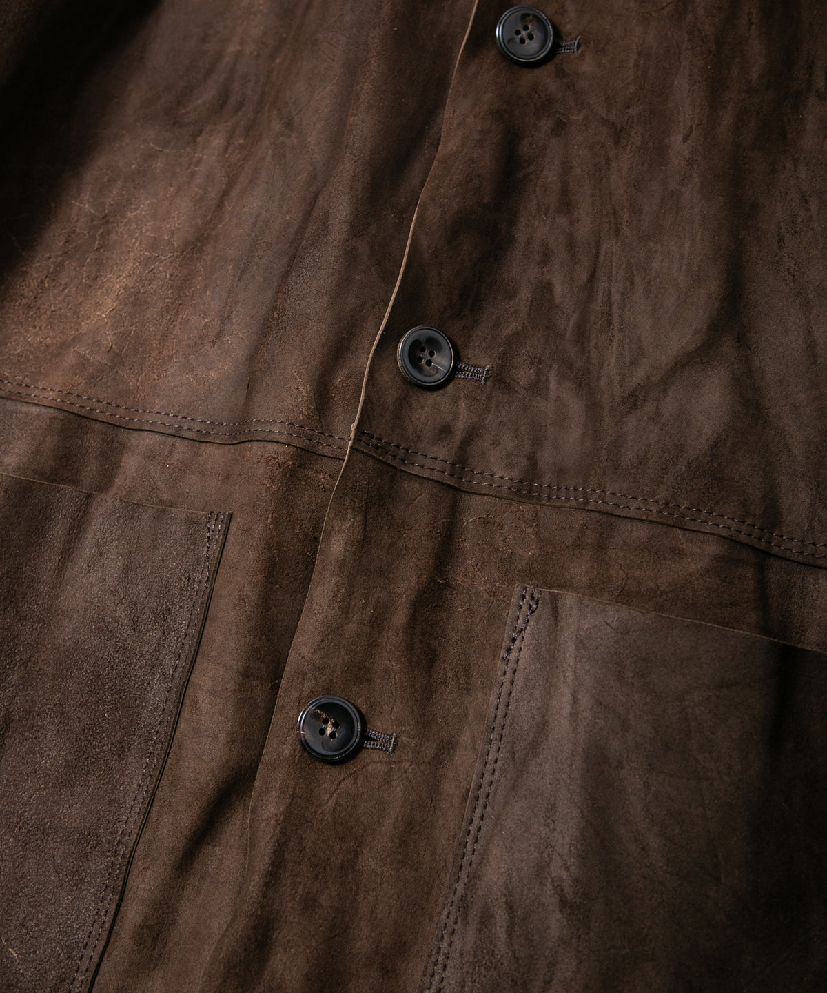 Hybrid Vegetable Tanned Calfskin DEAD MAN Middle Coat - KHAKI